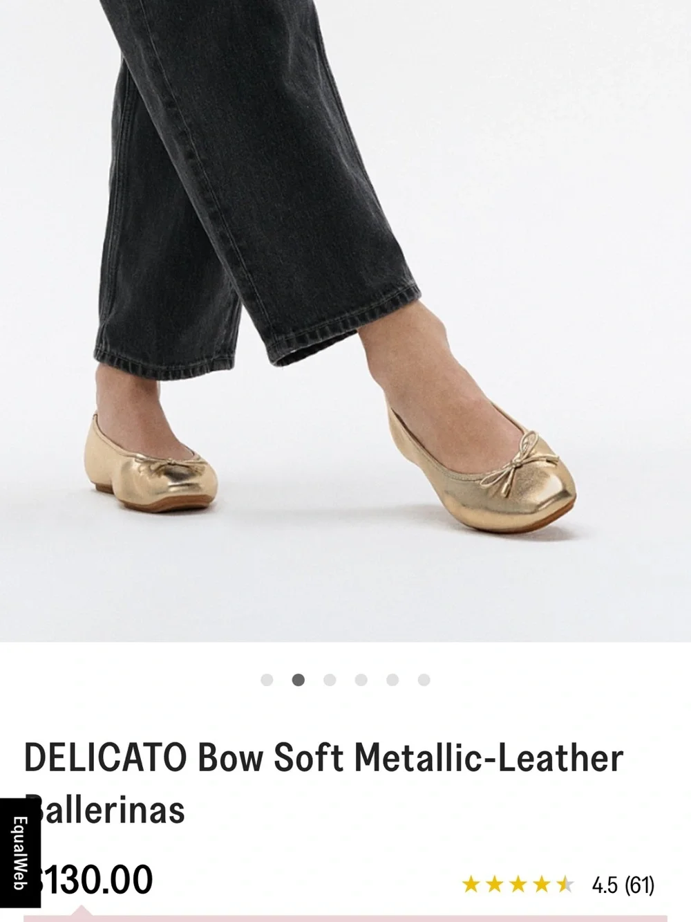 Fitflop y DELICATO BOW Gold Metallic Ballet Flats with Bow Trim